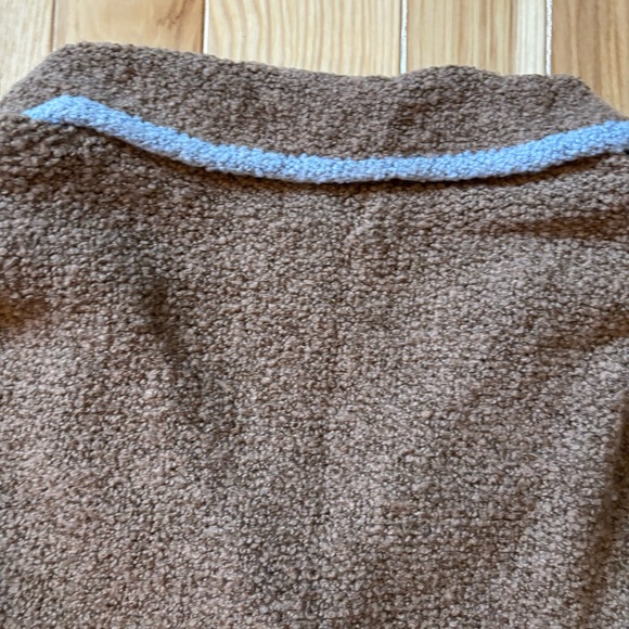 Y2K Anthropologie Sleeping On Snow Brown Boucle Blue Trim Cardigan Sweater - Picture 8 of 11